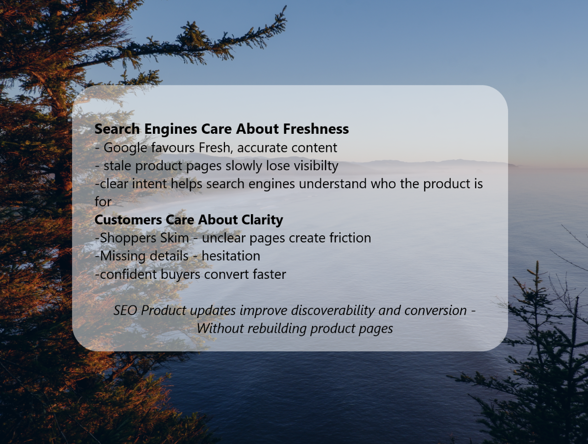 Text overlay on a scenic background with trees and water.